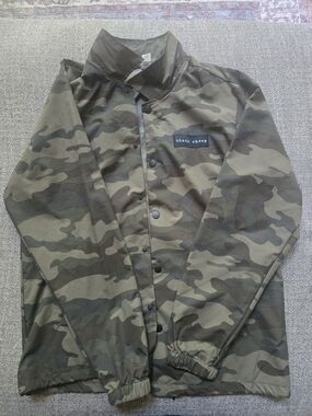Camo Nylon Men's Button Up/ Light Jacket- Black Sheep
